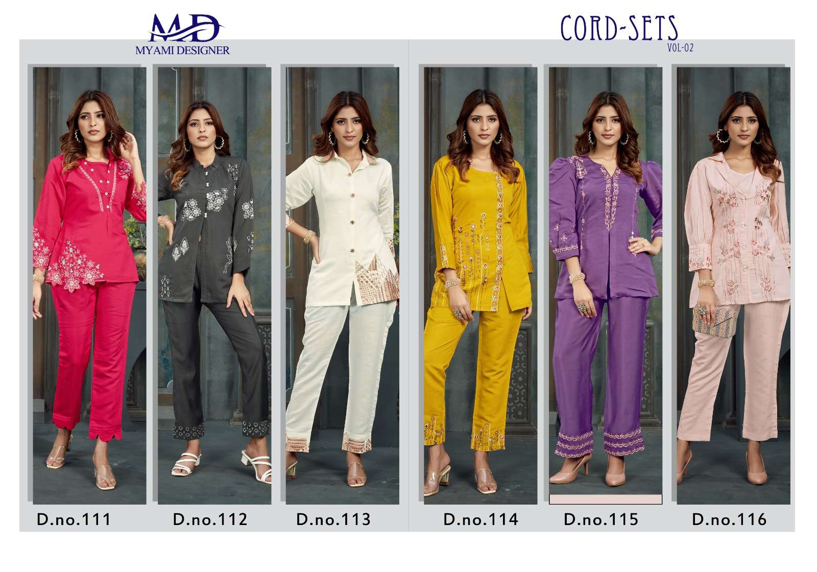 CORD SETS VOL 2 VISCOSE EMBROIDERY WORK DESIGNER TOP WITH PANT CO ORD SET BY MIAMI DESIGNER BRAND INDEX